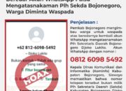 Beredar Akun WhatsApp Palsu Mengatasnakaman Plh Sekda Bojonegoro, Warga Diminta Waspada