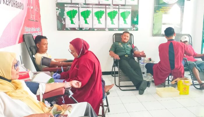 Donor Darah di Markas Koramil Kepohbaru, Ini Jumlah Darah yang Terkumpul