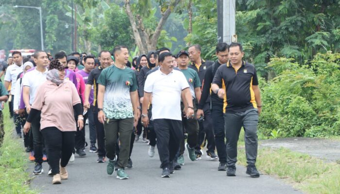 Olahraga Bareng Forkopimda Nganjuk Ramaikan Hari Bhayangkara