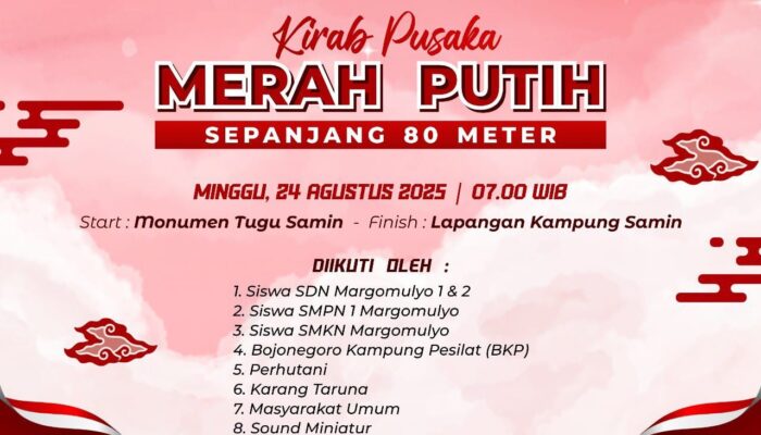 Terbuka Untuk Umum Kirab Merah Putih Sepanjang 80 Meter Oleh Masyarakat Samin