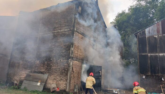 Api Lahap 8 Ton Tembakau, Petugas Damkar Bojonegoro Berjibaku di Sukosewu