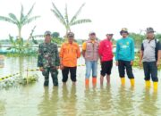 Respon Cepat Pasca Banjir, Babinsa Turi Lamongan Pasang Garis Pembatas Jalan