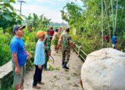 Aksi Cepat Koramil Sukorame Lamongan, Jembatan Bambu Darurat Dibangun untuk Warga Sewor