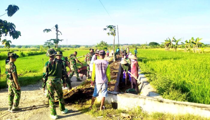 TNI Lamongan Masuk Lumpur Bersama Warga, Lingkungan Dusun Katar Kembali Sehat