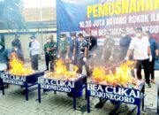 Rokok Ilegal Bernilai Miliaran Rupiah Musnah di Bojonegoro