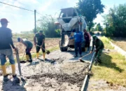 Pembangunan Jalan TMMD 129 Bojonegoro Masuk Tahap Pengecoran, Warga Kesongo Sambut Gembira
