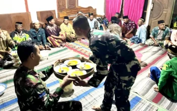 Satgas TMMD 129 Baur Bersama Warga, Hadiri Tahlilan di Dusun Mundu