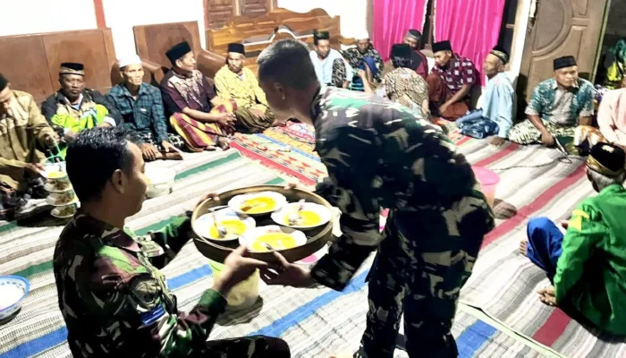 Satgas TMMD 129 Baur Bersama Warga, Hadiri Tahlilan di Dusun Mundu