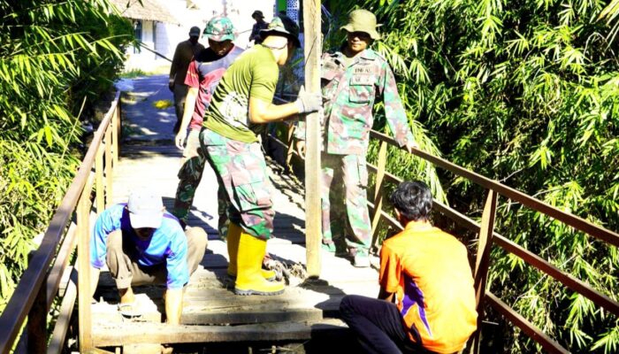 Jembatan Baru di Kesongo Resmi Dikerjakan Satgas TMMD Bojonegoro