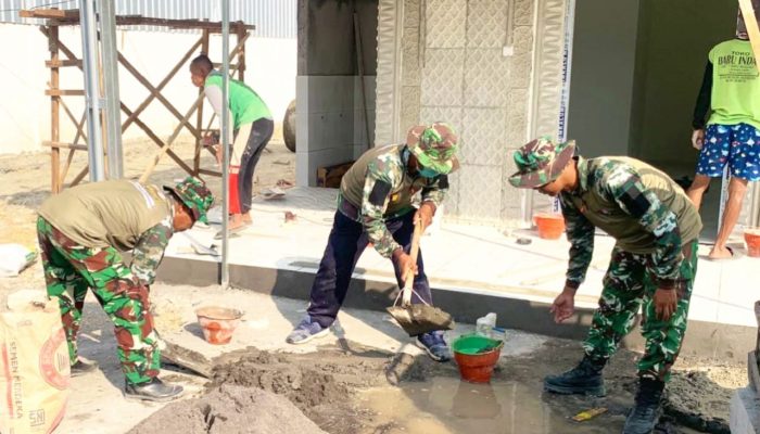 Wujud Gotong Royong TNI dan Warga, Mushola Rest Area TMMD Bojonegoro Nyaris Jadi