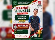 Siswa SMP Baitul Muttaqin Kedungadem Bojonegoro Cetak Prestasi, Senja Adi Juara II Badminton