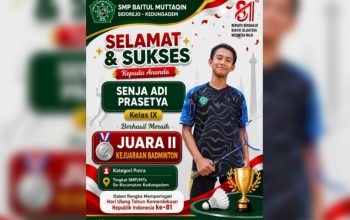 Siswa SMP Baitul Muttaqin Kedungadem Bojonegoro Cetak Prestasi, Senja Adi Juara II Badminton
