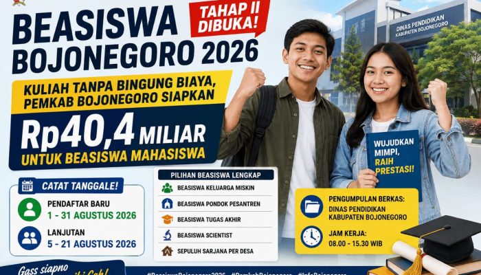 Bojonegoro Buka Beasiswa Untuk Mahasiswa Tahap II, Pendaftaran Dimulai Agustus