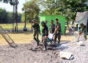 Rest Area Kesongo Makin Nyaman, Satgas TMMD 129 Bojonegoro Gelar Kerja Bakti Bersama