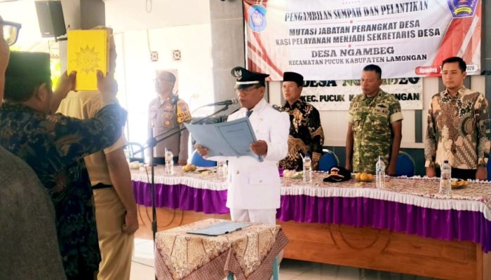 Momen Khidmat di Pucuk Lamongan: Basori S.T Resmi Sumpah Bagus Suparmanto Jadi Sekdes Ngambek