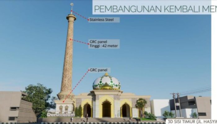 Menara Masjid Agung Bojonegoro Dibangun Lagi, Tingginya Bikin Penasaran
