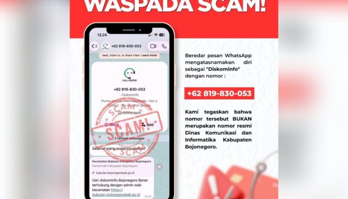 Jangan Tertipu, Ada WA Mengatasnamakan Dinkominfo Bojonegoro