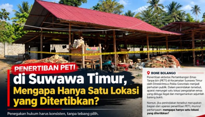 Polisi Tertibkan Pertambangan Emas Tanpa Izin di Suwawa Timur Bone Bolango, Muncul Pertanyaan soal Konsistensi