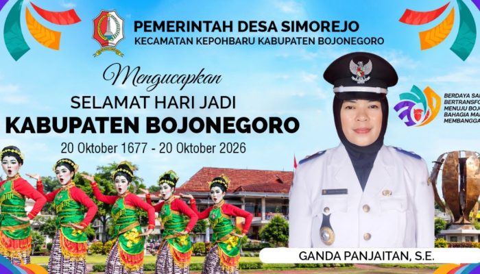 Bojonegoro Genap 349 Tahun, Kades Simorejo Beri Ucapan Selamat