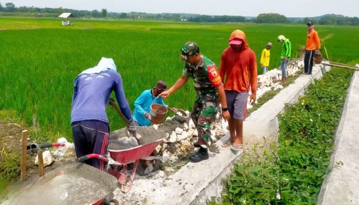 Babinsa Koramil Bluluk Lamongan Gandeng Warga, Infrastruktur Pertanian Diperkuat